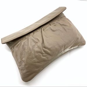 Tan Genuine Leather Large Clutch Snap Closure 13x9